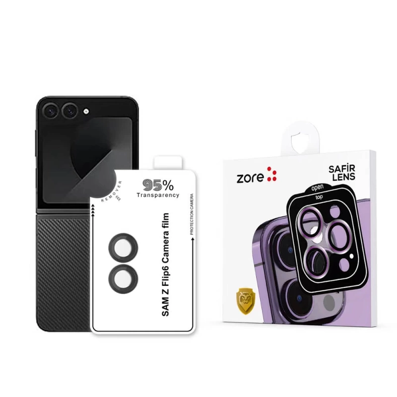 Galaxy Z Flip 6 Zore CL-11 Safir Parmak İzi Bırakmayan Anti-Reflective Kamera Lens Koruyucu