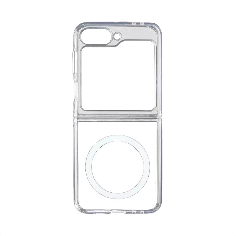 Galaxy Z Flip 7 Kılıf M-safe Şarj Özellikli Şeffaf Sert PC Zore Embos Kapak