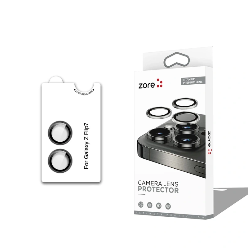 Galaxy Z Flip 7 Zore CL-12 Premium Safir Parmak İzi Bırakmayan Anti-Reflective Kamera Lens Koruyucu
