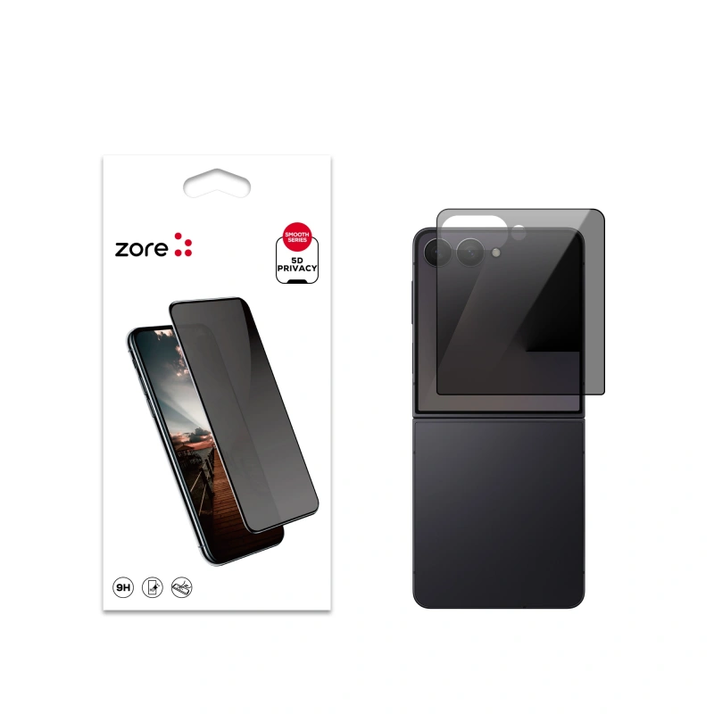 Galaxy Z Flip 7 Zore New 5D Privacy Temperli Ekran Koruyucu
