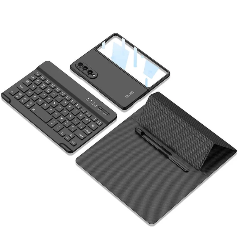 Galaxy Z Fold 4 Kılıf Standlı Bluetooth Klavyeli Zore Kıpta Keyboard Set Kılıf