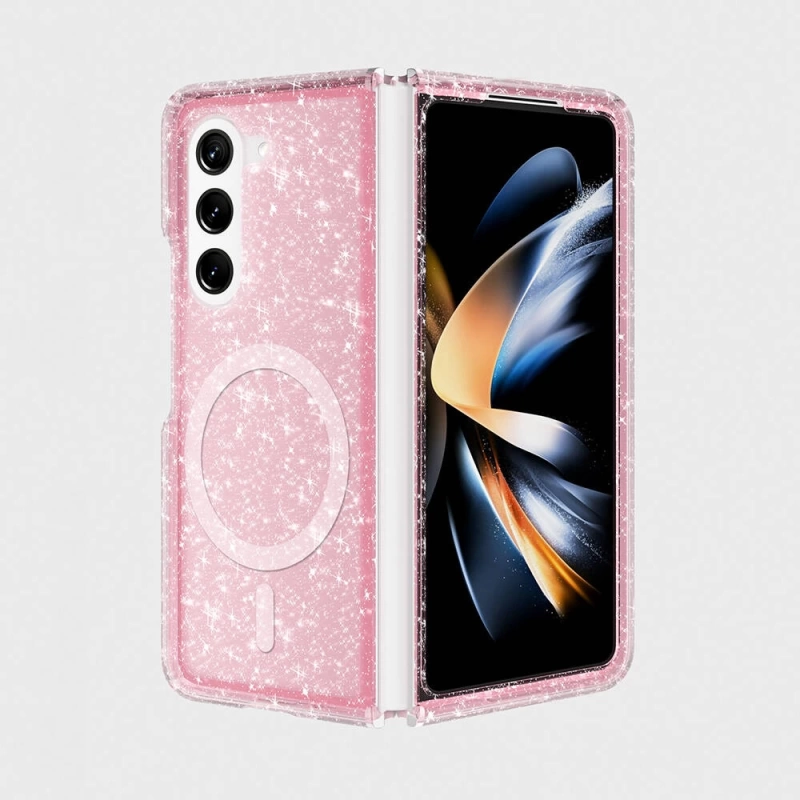 Galaxy Z Fold 6 Kılıf M-safe Şarj Özellikli Parlayan Simli Saydam Renkli Zore Allstar Kapak