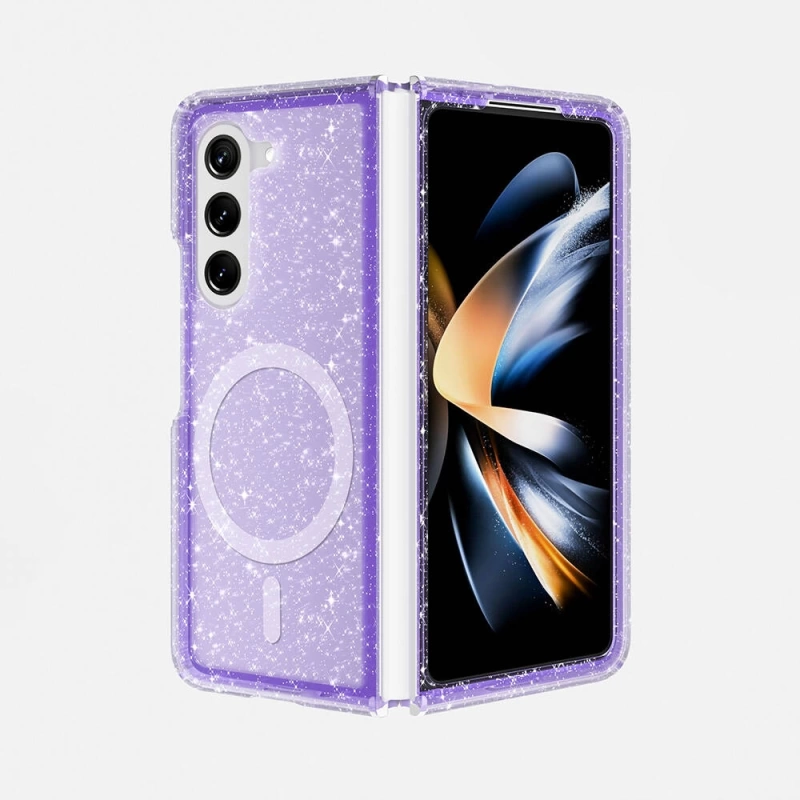 Galaxy Z Fold 6 Kılıf M-safe Şarj Özellikli Parlayan Simli Saydam Renkli Zore Allstar Kapak