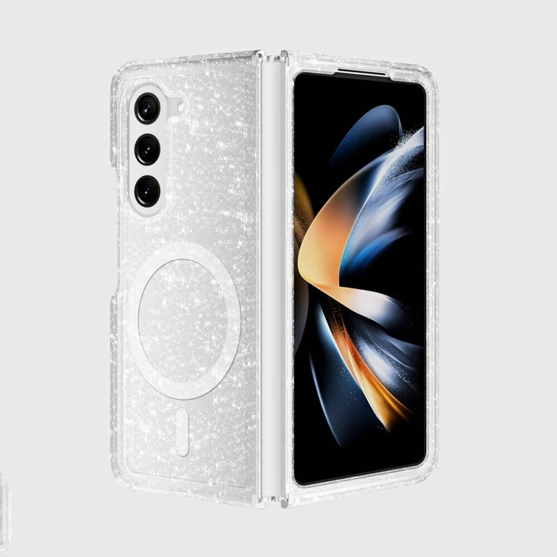 Galaxy Z Fold 6 Kılıf M-safe Şarj Özellikli Parlayan Simli Saydam Renkli Zore Allstar Kapak