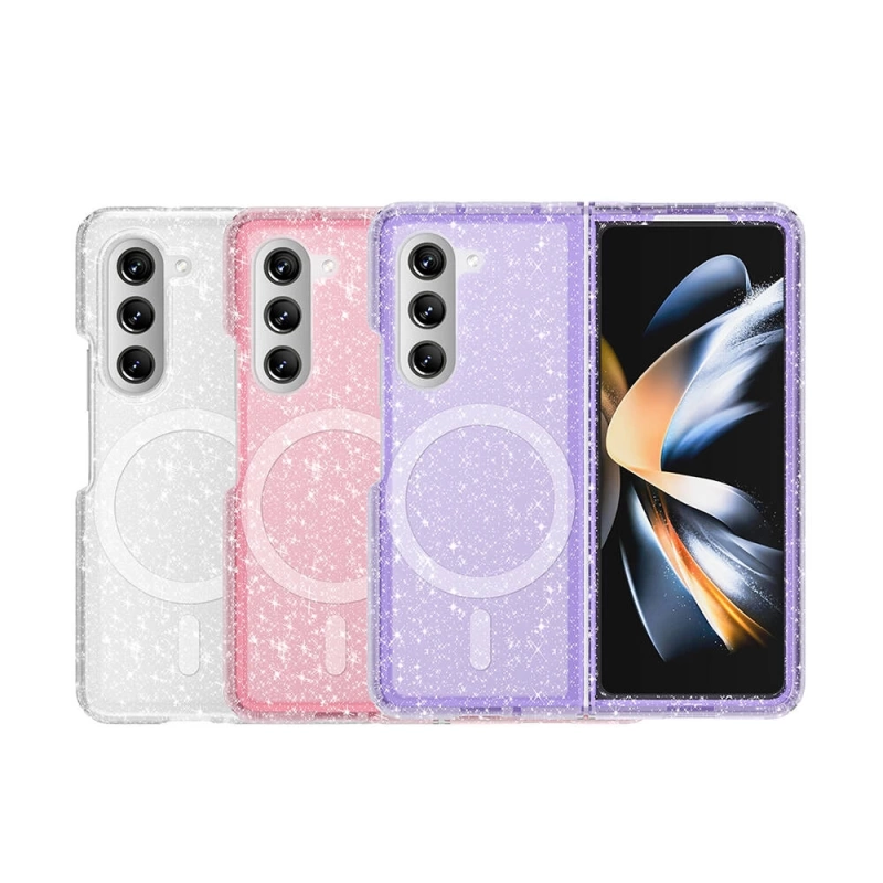Galaxy Z Fold 6 Kılıf M-safe Şarj Özellikli Parlayan Simli Saydam Renkli Zore Allstar Kapak