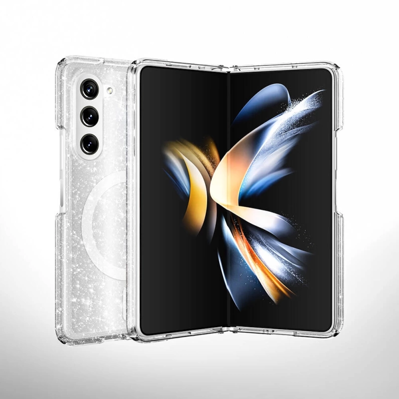 Galaxy Z Fold 6 Kılıf M-safe Şarj Özellikli Parlayan Simli Saydam Renkli Zore Allstar Kapak