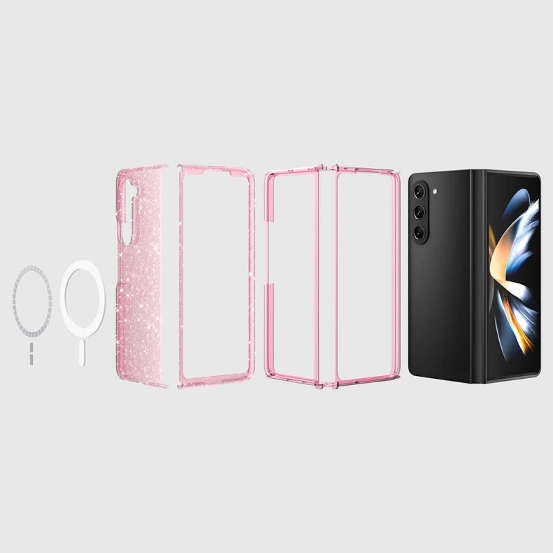 Galaxy Z Fold 6 Kılıf M-safe Şarj Özellikli Parlayan Simli Saydam Renkli Zore Allstar Kapak