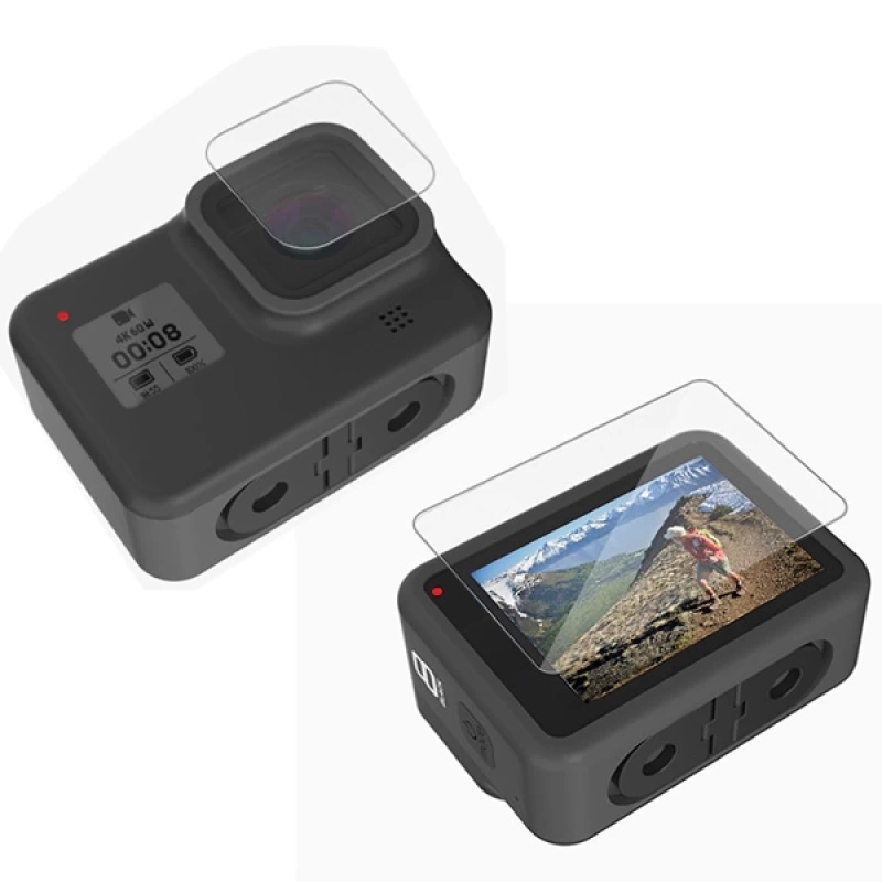 GOR Gopro Hero 8 2in1 Darbe Emici Ekran Koruyucu 2 SET