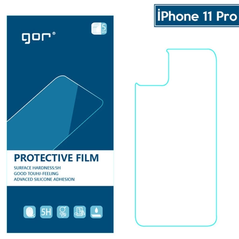 GOR İPhone 11 Pro  5.8 Çizilmez Arka Koruyucu Jelatin 5 Adet Set