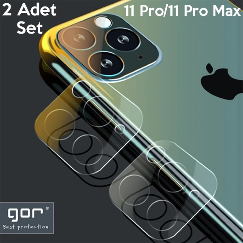 GOR İPhone 11 Pro-İPhone 11 Pro Max Tempered Kamera Koruma Cam 2adet Set