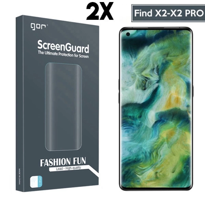 GOR Oppo Find X2 X2 PRO 3D Kavisli Full Ekran Koruyucu 2 Adet Set