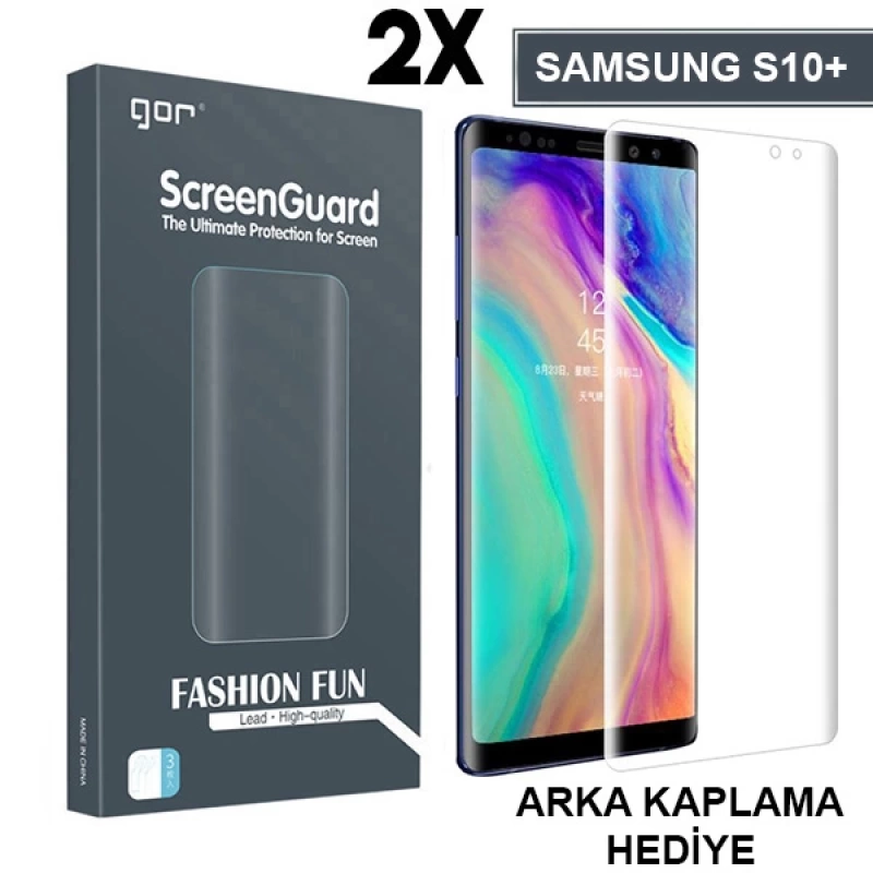 Gor Sm Galaxy S10+ Plus 3d Kavisli Darbe Emici Full Ekran Koruyucu 2 Adet Set