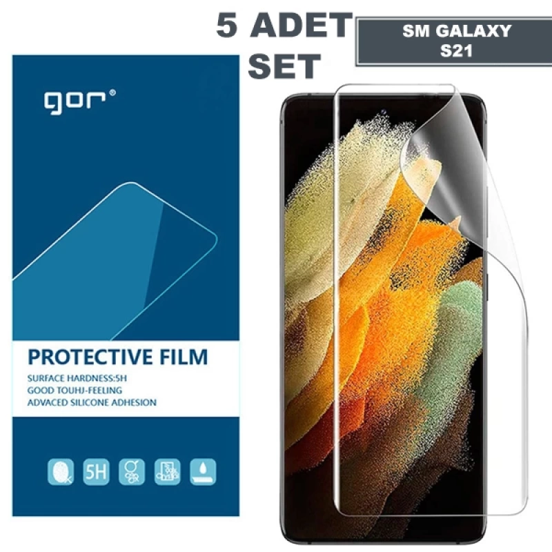 GOR SM Galaxy S21 HD Darbe Emici Ekran Koruyucu Jelatin 5 Adet Set