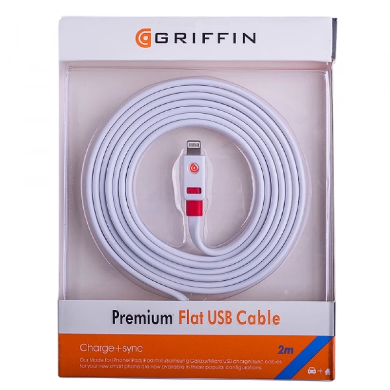 Griffin Flat Usb Kablo 2metre İPhone 11-11Pro XS XR-8-7