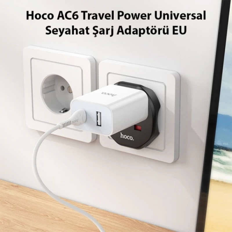 Hoco AC6 Travel Power Universal Seyahat Şarj Adaptörü EU