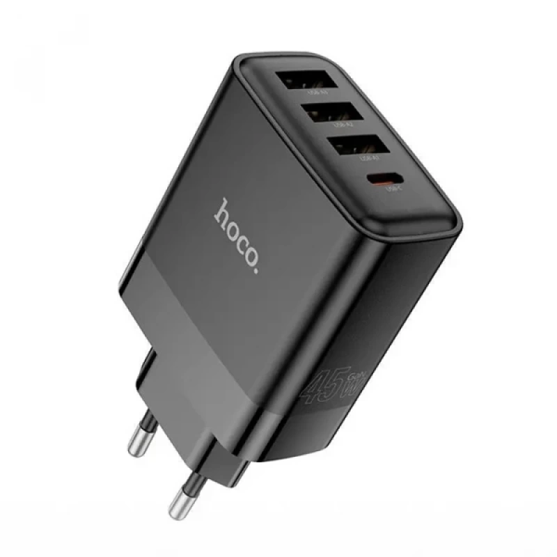 HOCO C127A PD45W 3 USB + 1 Type-C Girişli Hızlı Şarj Adaptörü Başlığı