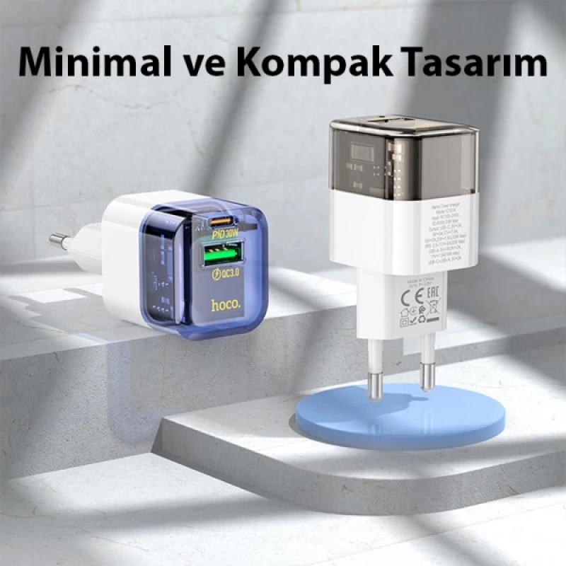 HOCO C131A Platinum PD30W+QC3.0 Girişli Hızlı Şarj Başlığı Ve Type-C To Type-C Kablo