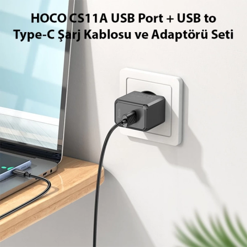 HOCO CS11A USB Port + USB to Type-C Şarj Kablosu ve Adaptörü Seti