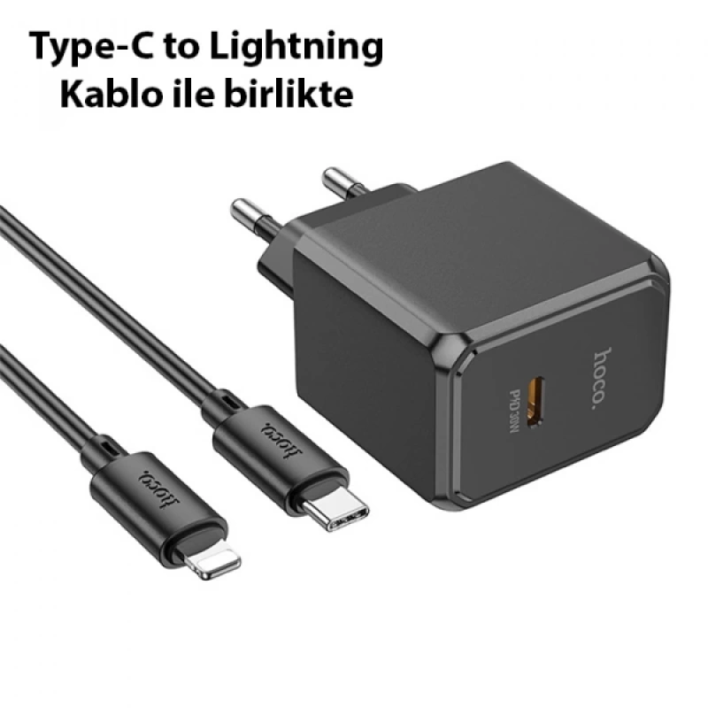 HOCO CS15A 30W Type-C Şarj Aleti + Type-C to iPhone Lightning Kablo Seti