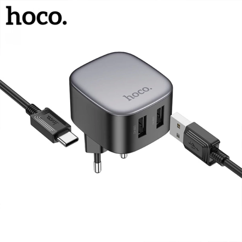 Hoco CS31A 2xUSB + Type-C to USB Kablo Hızlı Şarj Adaptör Seti