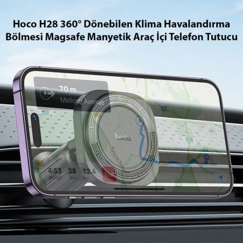 Hoco H28 360° Dönebilen Klima Havalandırma Bölmesi Magsafe Manyetik Araç İçi Telefon Tutucu