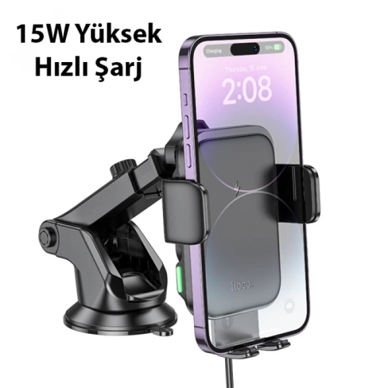 HOCO HW11 Araç İçi Torpido Üstü Kablosuz Şarjlı Telefon Tutucu