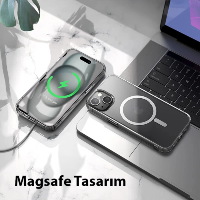 Hoco iPhone 15 Plus Anti-Fall Darbe Önleyici Airbag Manyetik Magsafe Silikon Kılıf