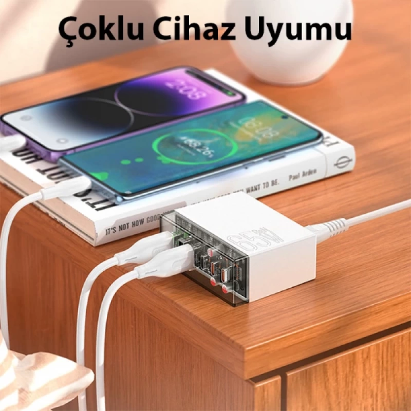 Hoco N36 PD65W Type-C + USB-A 6 Girişli Masaüstü Şarj İstasyonu