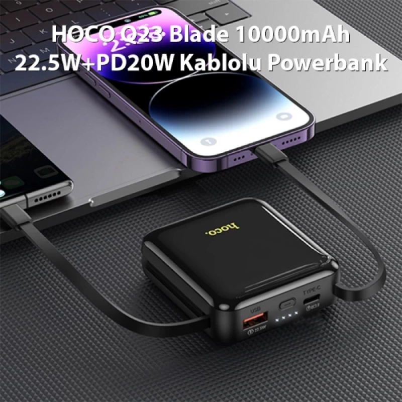 HOCO Q23 Blade 10000mAh 22.5W+PD20W Kablolu Powerbank