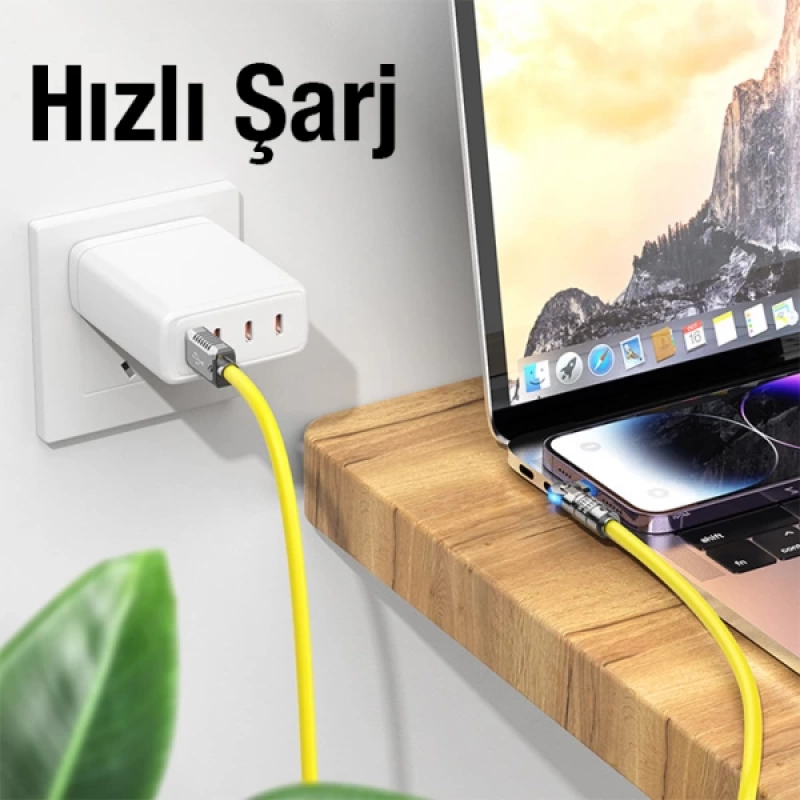 HOCO U118 Döner Başlıklı USB to iPhone Lightning Hızlı Şarj ve Veri Kablosu