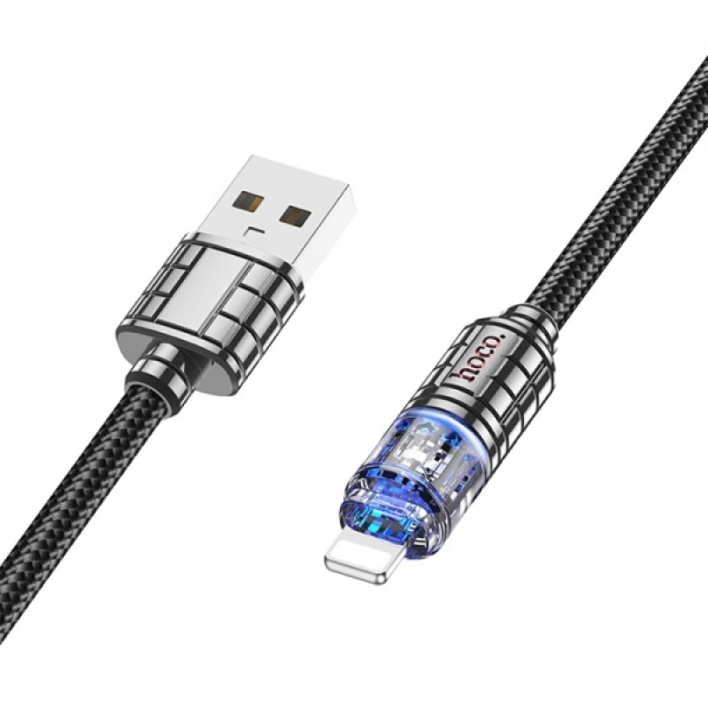 HOCO U122 Kristal Uç 2.4A USB to iPhone Lightning Hızlı Data ve Şarj Kablosu