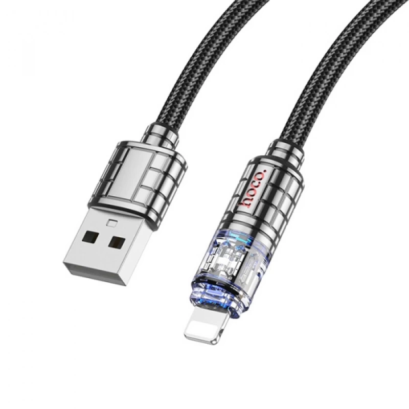 HOCO U122 Kristal Uç 2.4A USB to iPhone Lightning Hızlı Data ve Şarj Kablosu