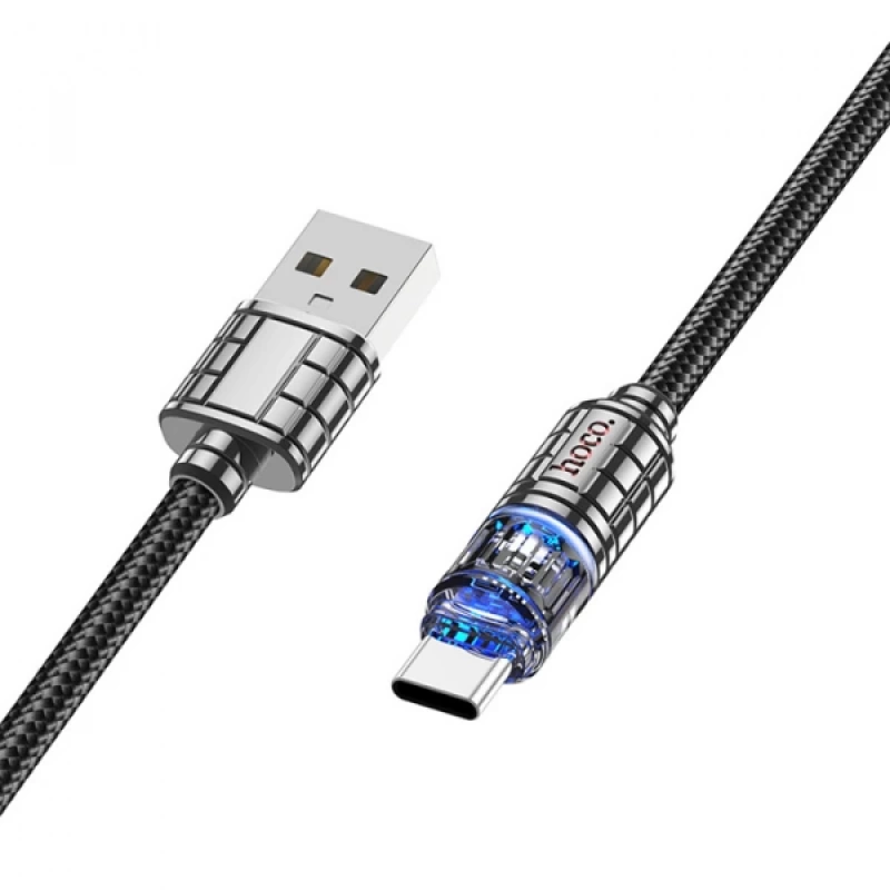 HOCO U122 Kristal Uç 3A USB to Type-C Hızlı Data ve Şarj Kablosu