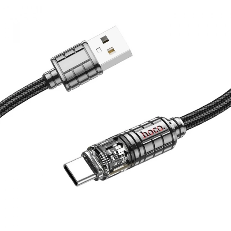 HOCO U122 Kristal Uç 3A USB to Type-C Hızlı Data ve Şarj Kablosu