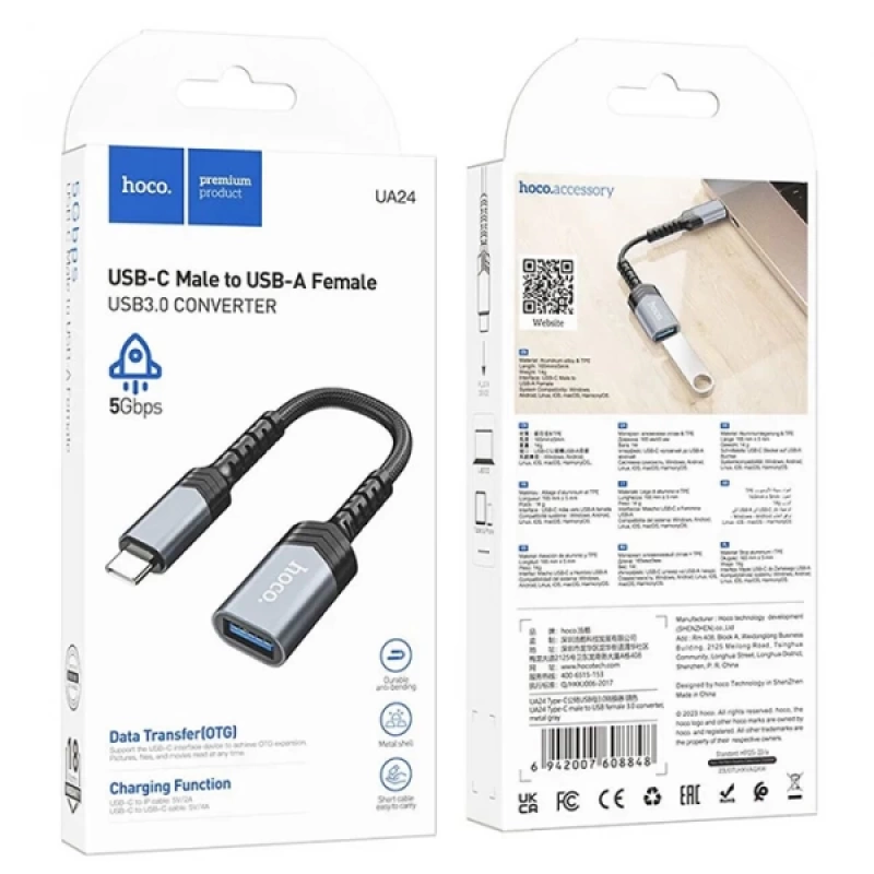 HOCO UA24 Dişi USB To Erkek Type-C Dönüştürücü 3.0 converter