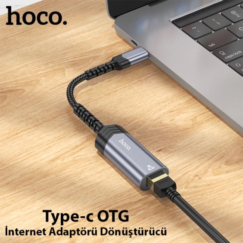 Hoco UA26 Type-c OTG RJ45 İnternet Adaptörü Dönüştürücü 100 Mbps