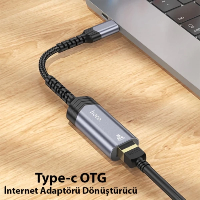 Hoco UA26 Type-c OTG RJ45 İnternet Adaptörü Dönüştürücü 1000 Mbps