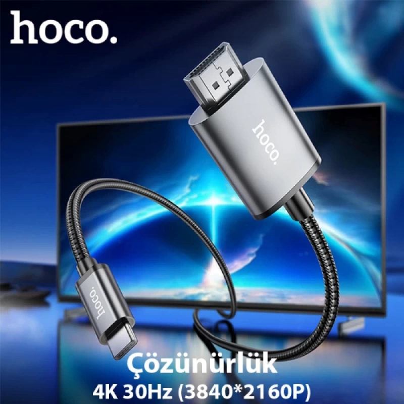 Hoco UA27 Type-c To HDMI HDTV Dönüştürücü Adaptör (4K 30Hz) Kablo