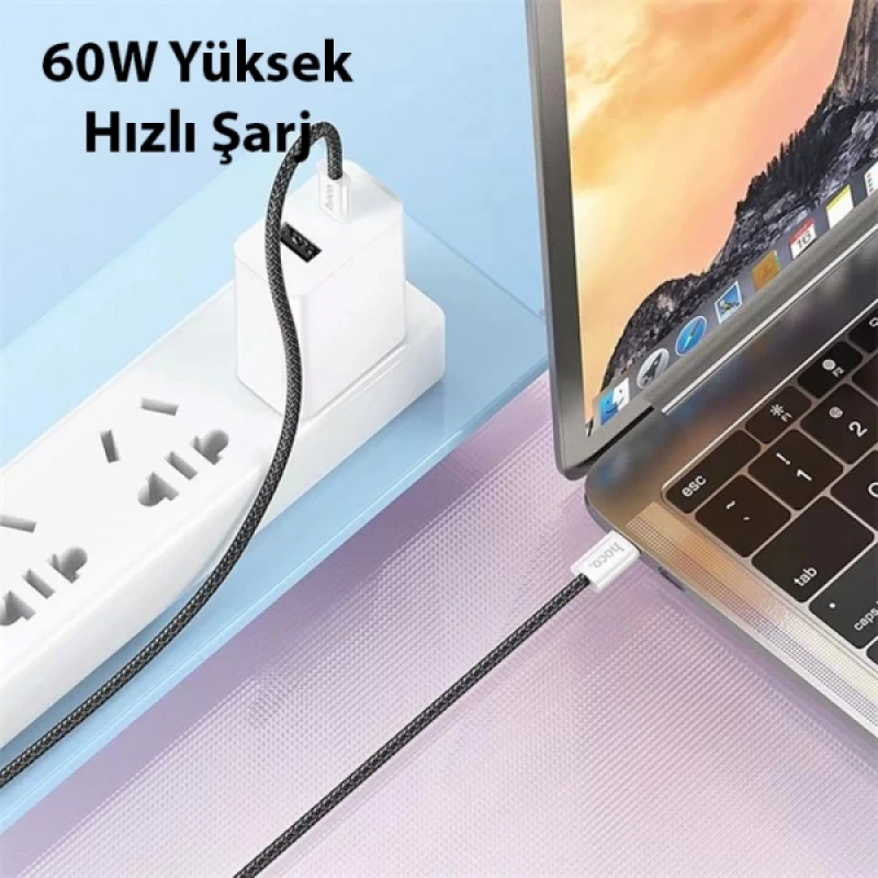 Hoco X104 60W Type-C to Type-C Hızlı Data ve Şarj Kablosu 1m