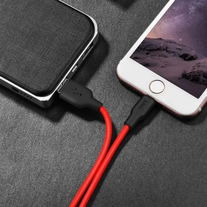 HOCO X21 Plus USB to iPhone Lightning Silikon Hızlı Şarj ve Data Kablosu