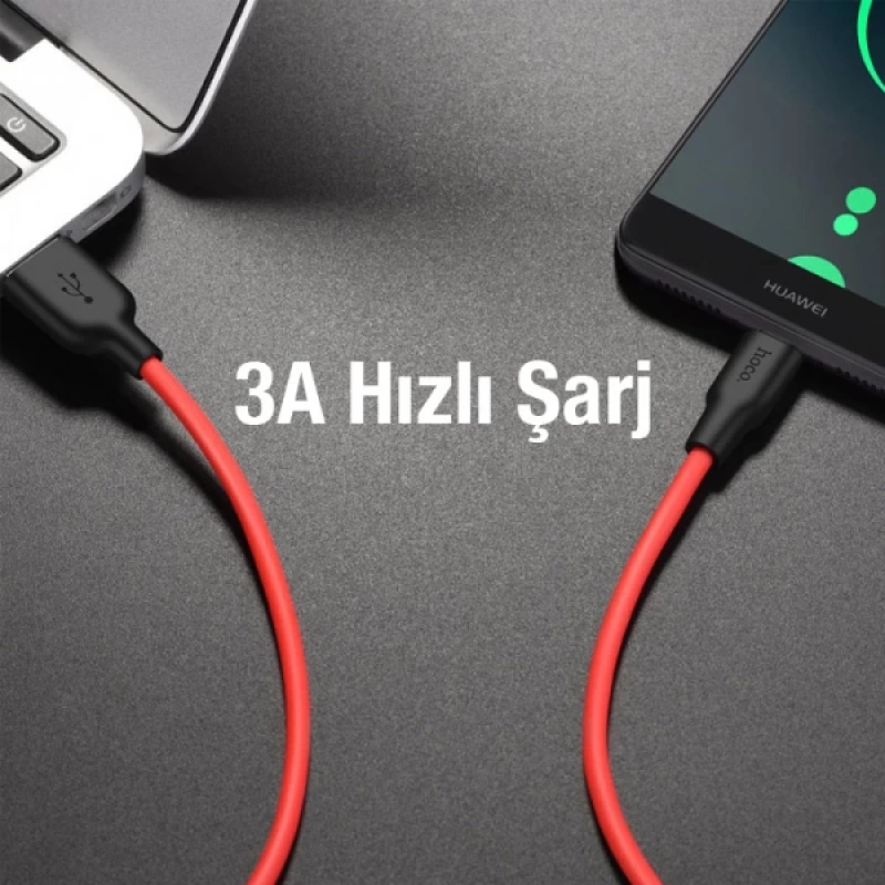 HOCO X21 Plus USB to Type-C 3A Silikon Hızlı Şarj ve Data Kablosu