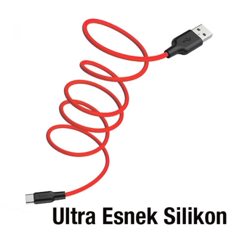 HOCO X21 Plus USB to Type-C 3A Silikon Hızlı Şarj ve Data Kablosu