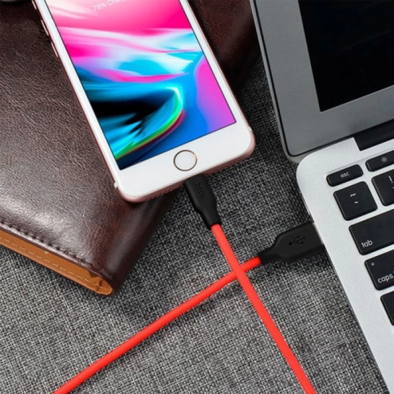 HOCO X21 USB to iPhone Lightning 2A Silikon Hızlı Şarj ve Data Kablosu