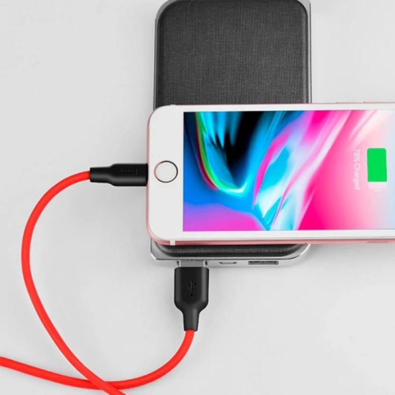 HOCO X21 USB to iPhone Lightning 2A Silikon Hızlı Şarj ve Data Kablosu