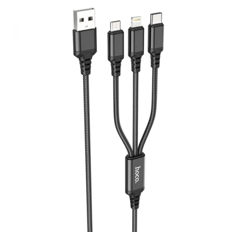 HOCO X76 3in1 Type-C + iPhone Lightning + Micro USB 2A Şarj Kablosu