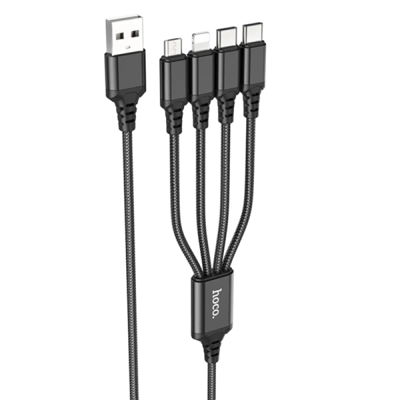 Hoco X76 4in1 Çift Type-C + Lightning + Micro Usb Şarj ve Data Kablosu 1M