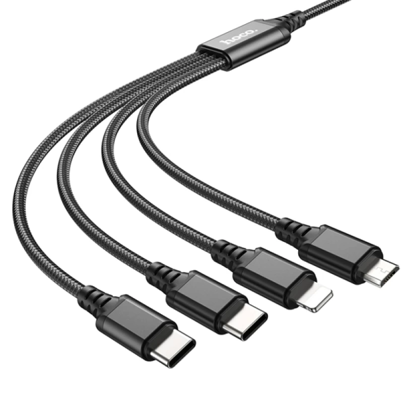 Hoco X76 4in1 Çift Type-C + Lightning + Micro Usb Şarj ve Data Kablosu 1M