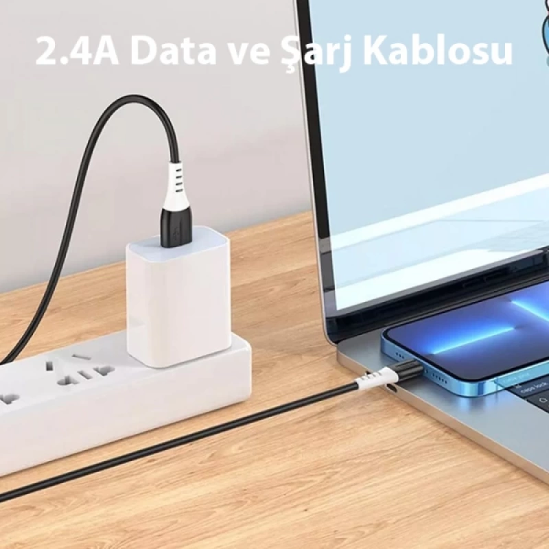 HOCO X82 iPhone Lightning to USB 2.4A Silikon Data ve Şarj Kablosu