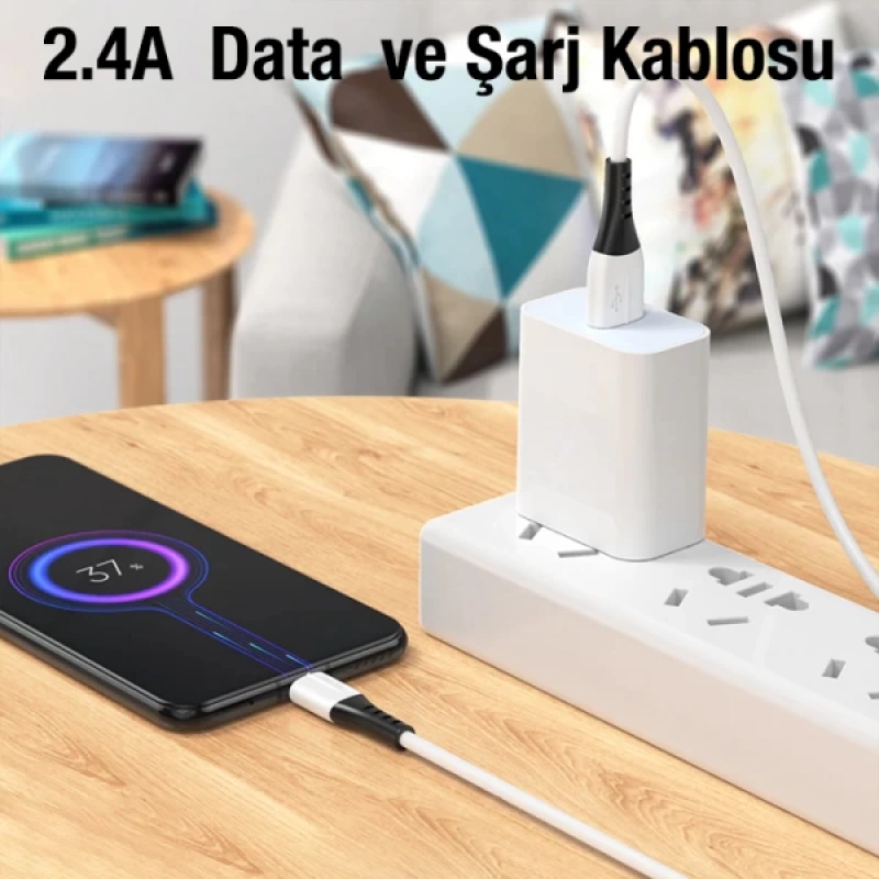 HOCO X82 iPhone Lightning to USB 2.4A Silikon Data ve Şarj Kablosu