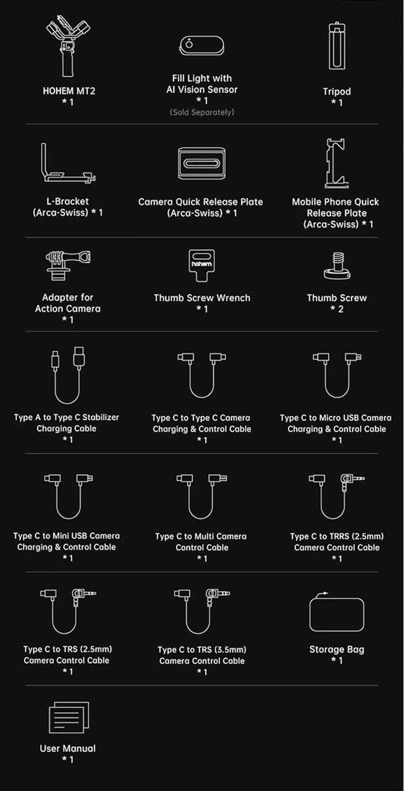 Hohem iSteady MT2 3 Eksenli El Tipi AI Yapay Zeka Görüş Sensörlü Kamera Gimbal Stabilizatör